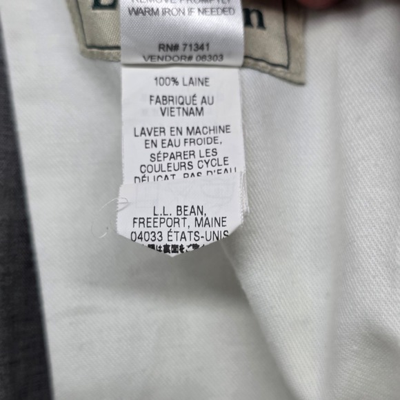 LL Bean Mens Classic Fit Gray 100% Wool Dress Pants 36W OFJG2 - Picture 10 of 10